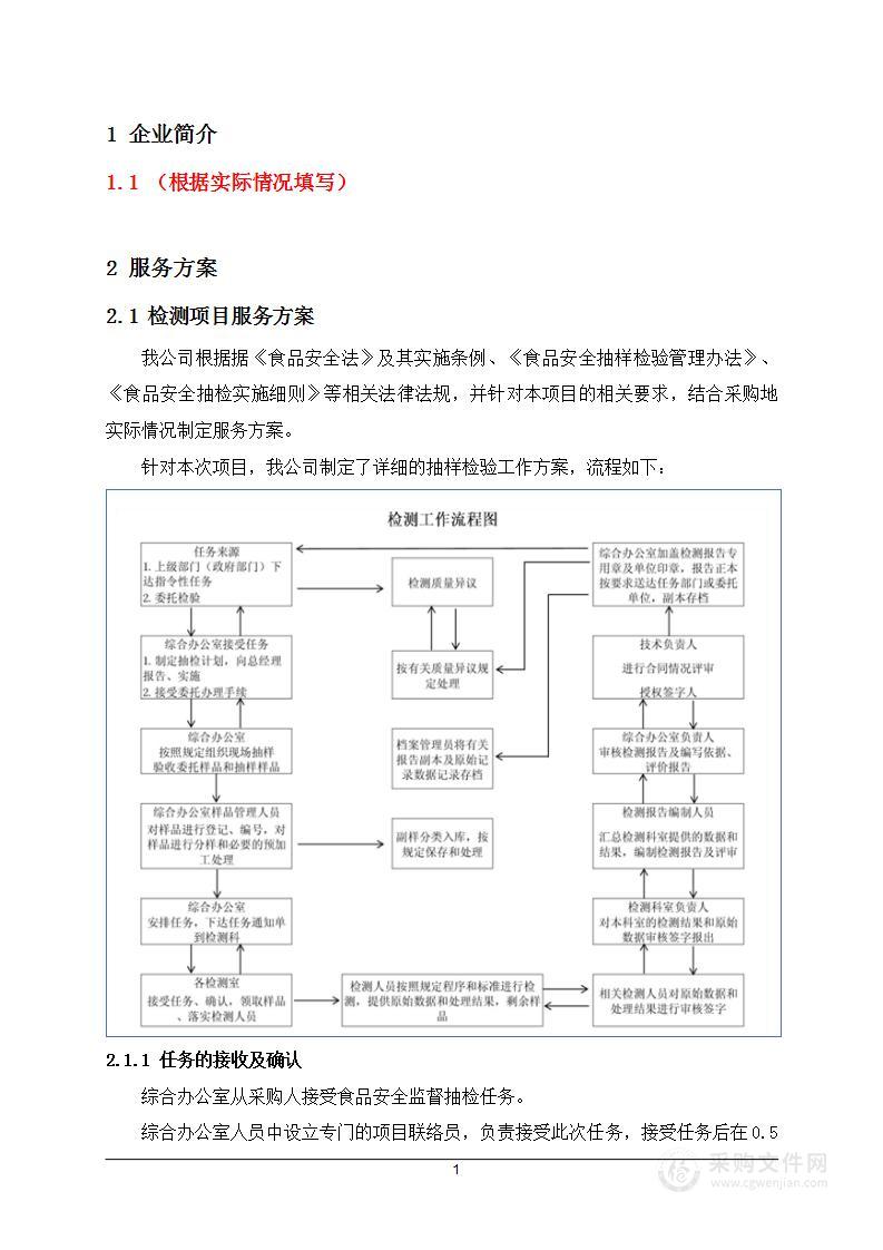 食品安全监督抽检服务方案